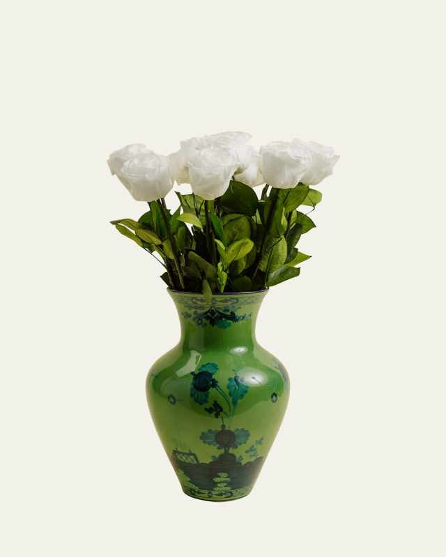 x Ginori 1735 Eternity Roses in Ming Porcelain Vase, 20" Tall